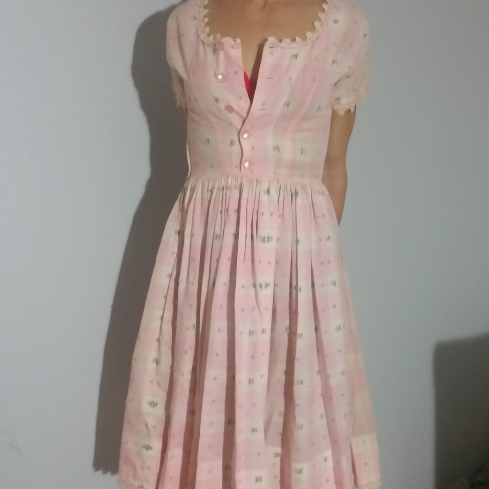 Vintage 1950's Checkered Floral Frock
